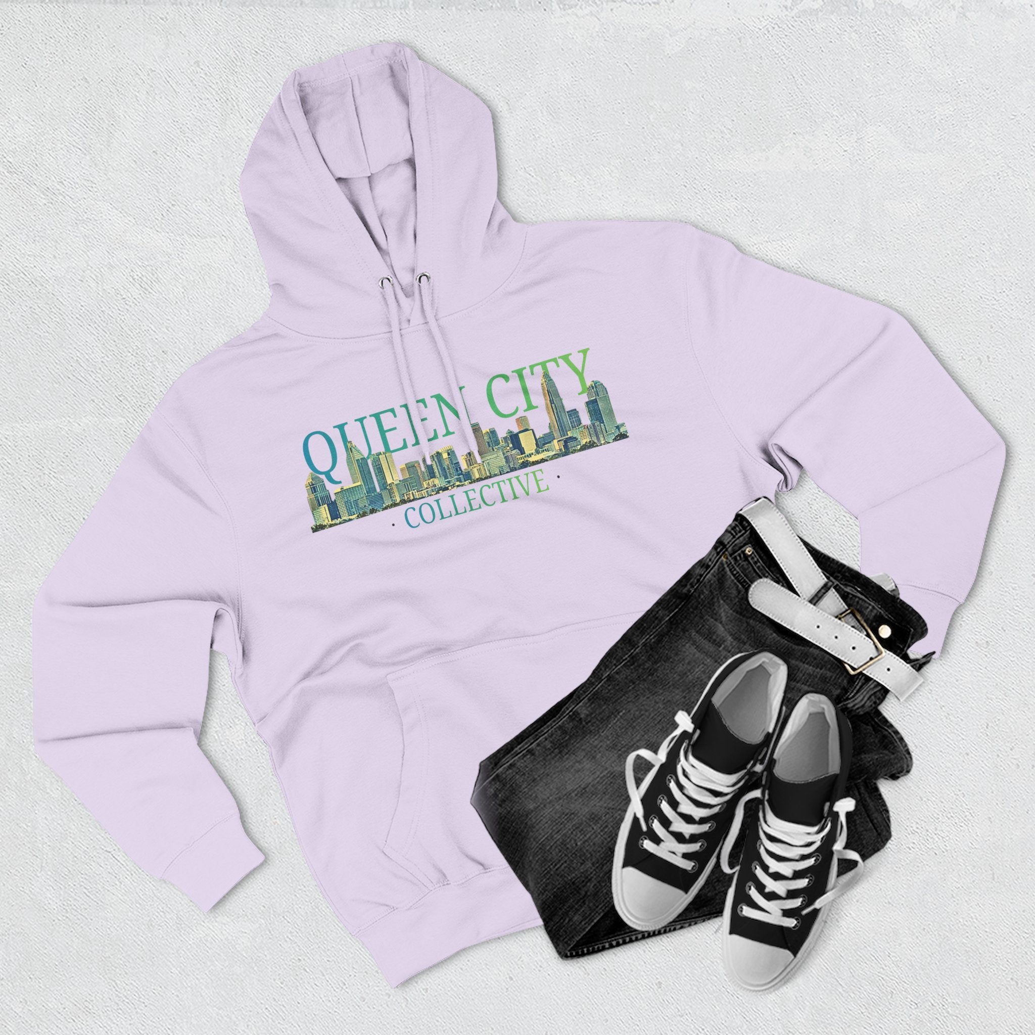 Queen City Collective Hoodie — Skyline Graphic Fleece Pullover