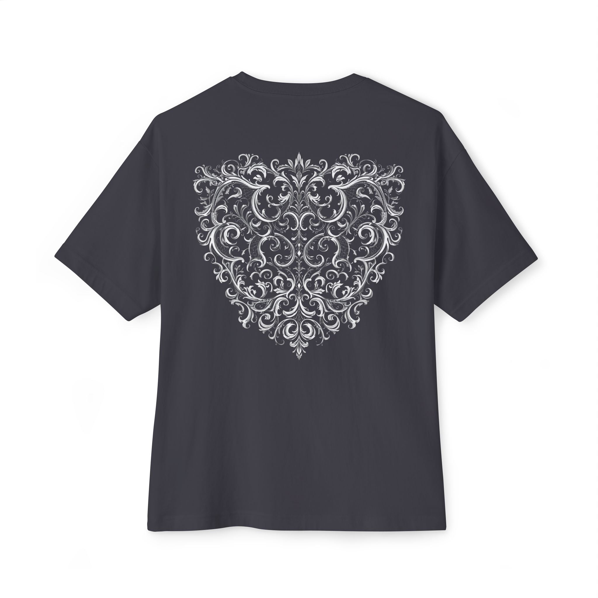 Boxy Tee — Ornate Heart Back Graphic with "Nothing Changes" Chest Text