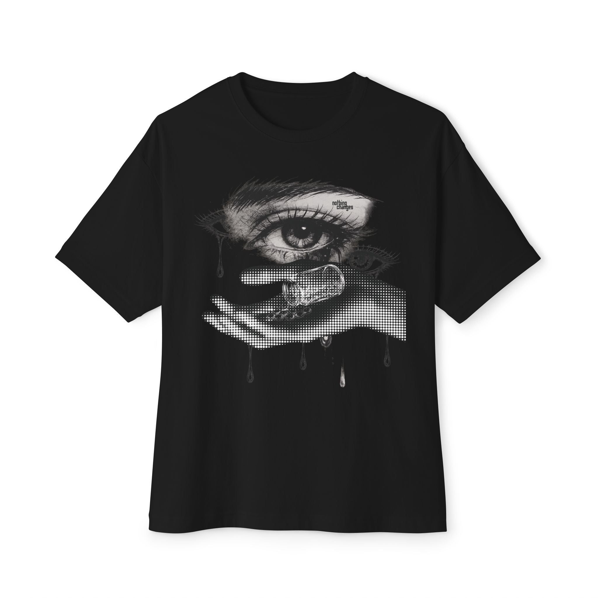 Dripping Eye Graphic Tee — Surreal Tear-Hand Art Unisex T-Shirt