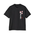 Sunset Peak Oversized Tee — Japanese Cherry Blossom & Mountain Silhouette