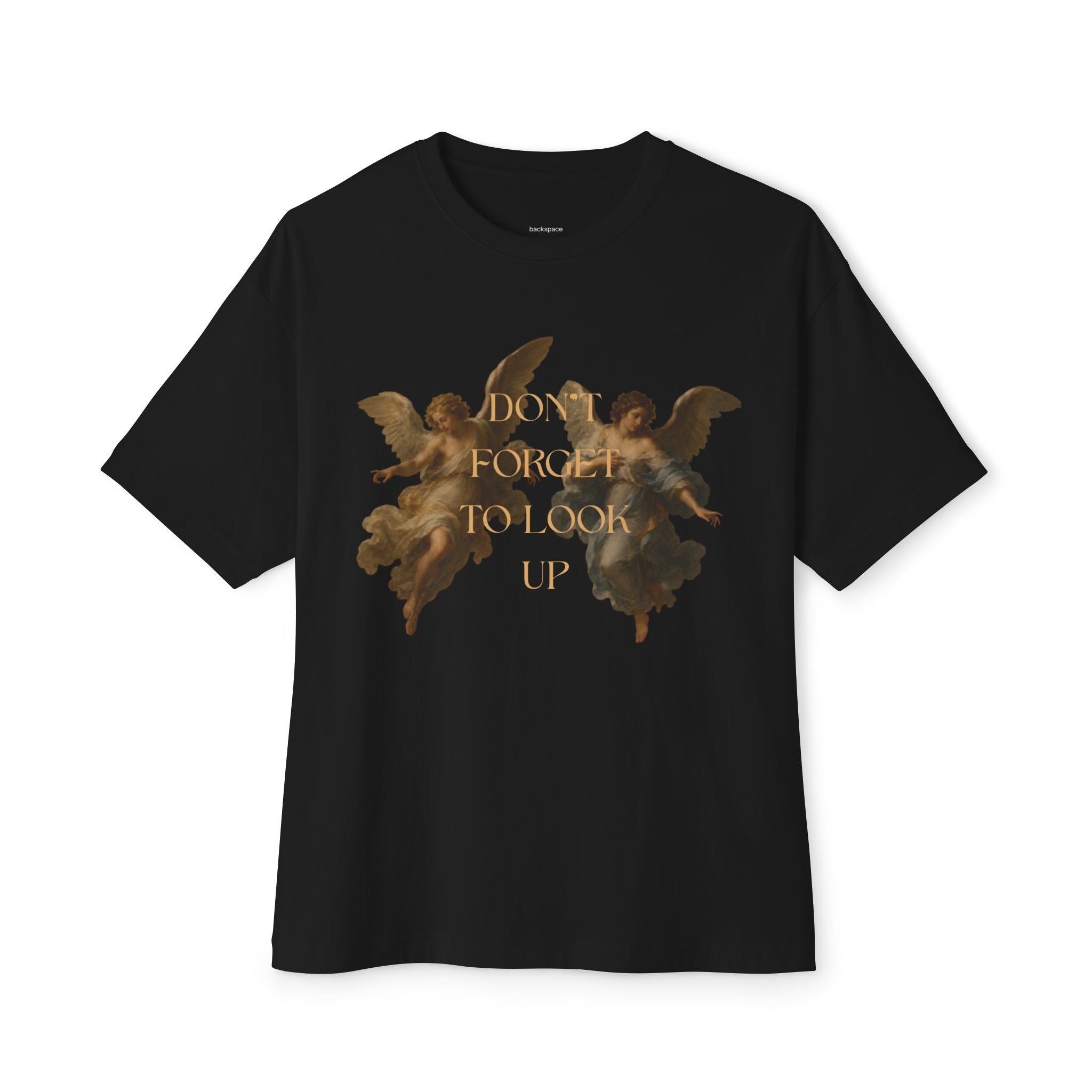 Angelic Cherubs Graphic Tee — 'Don't Forget To Look Up' Boxy T-Shirt