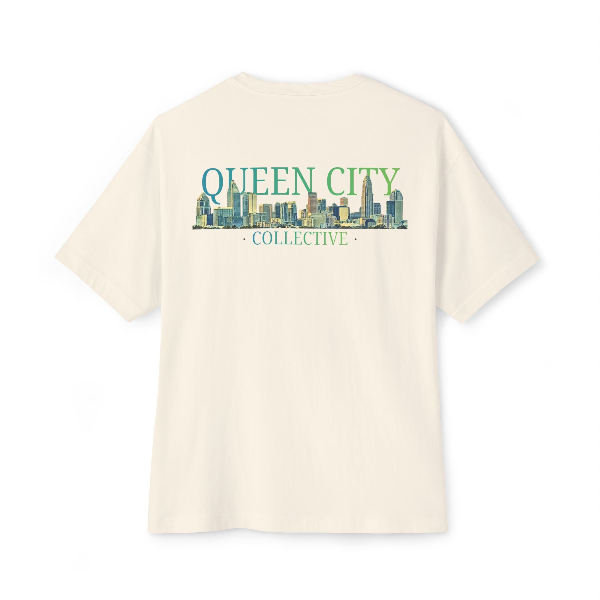 Queen City Collective Skyline Tee — Crown Chest Logo & Back Graphic