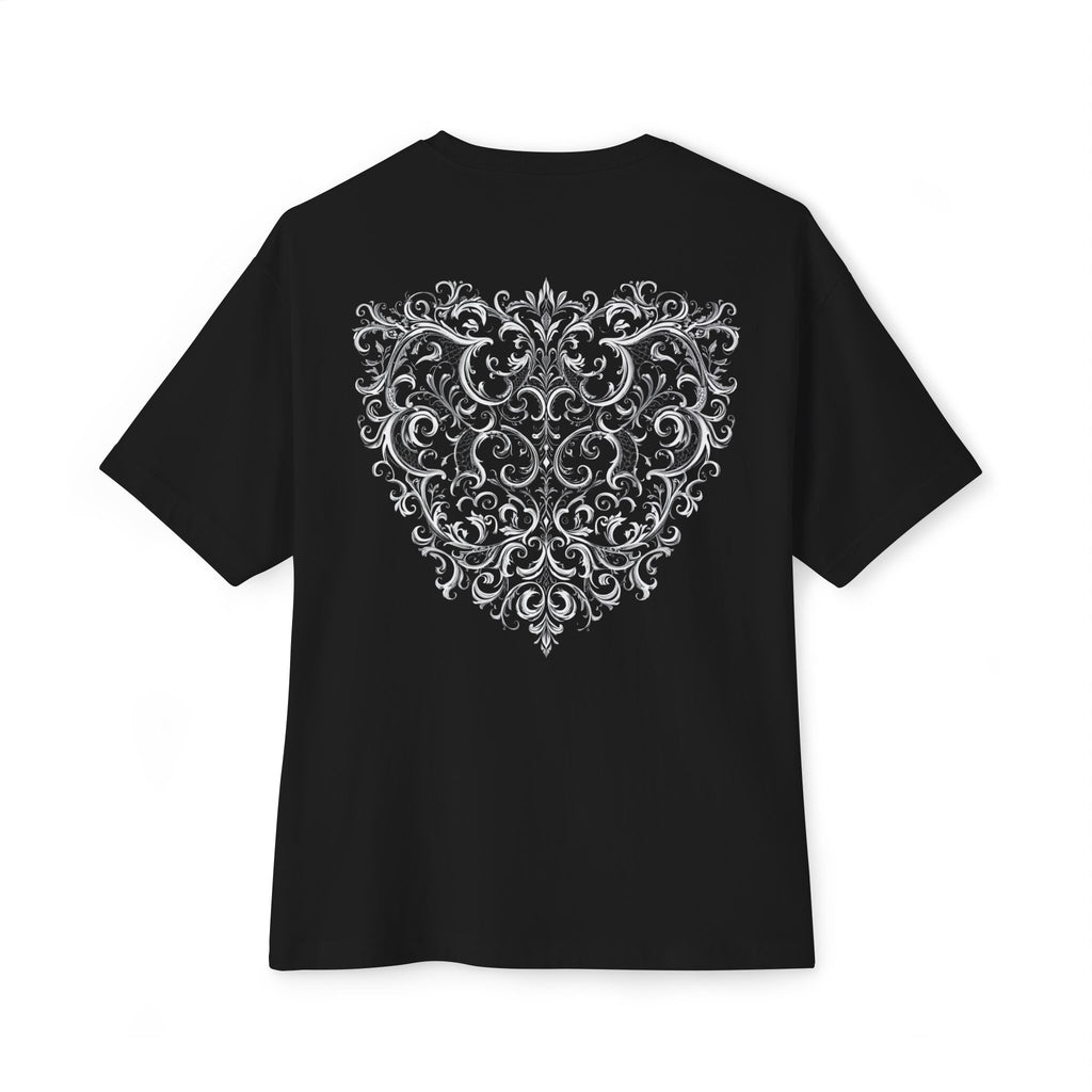 Boxy Tee — Ornate Heart Back Graphic with "Nothing Changes" Chest Text