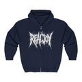 Black Zip Hoodie — 'REALJOY' Grunge Logo Metalcore Zip-Up