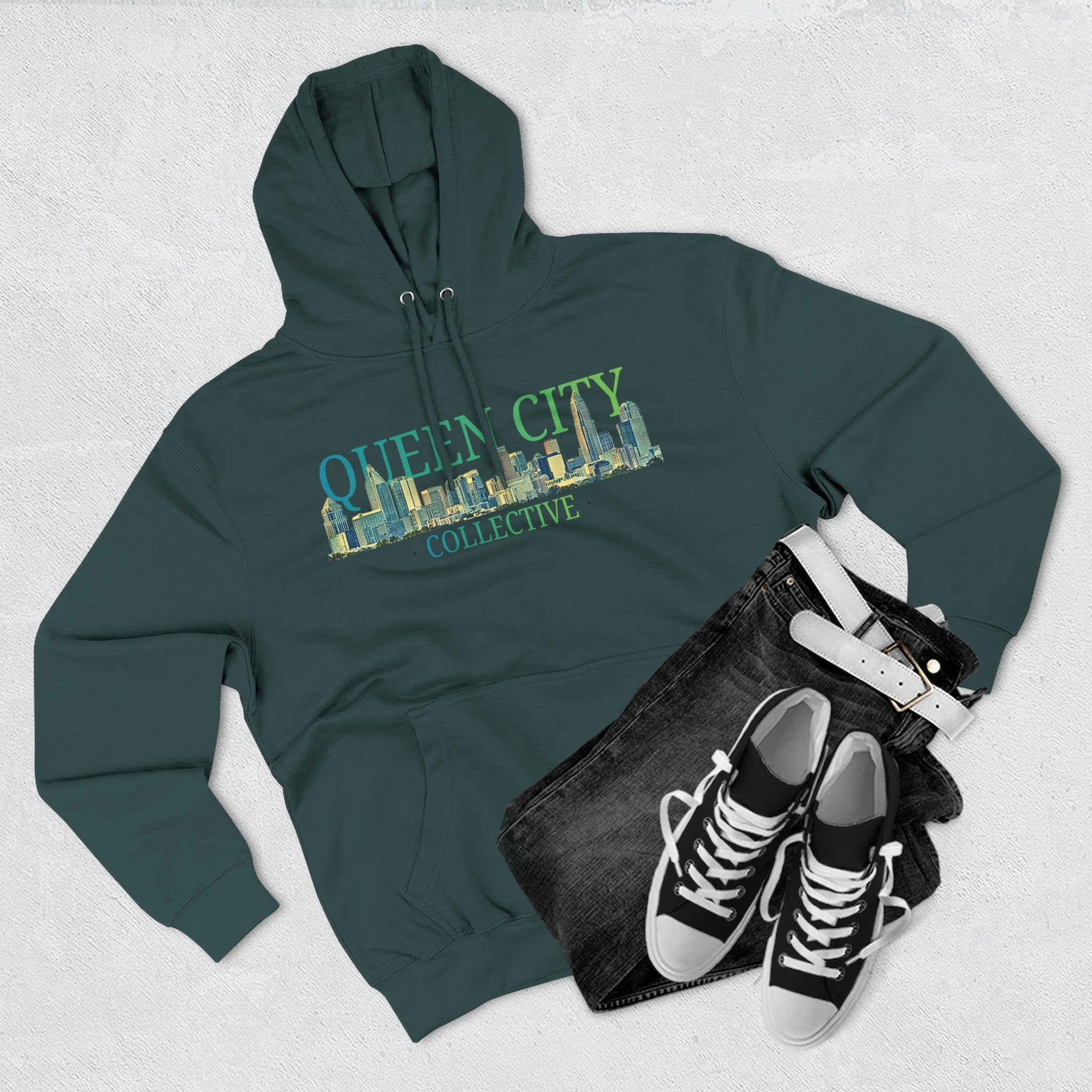 Queen City Collective Hoodie — Skyline Graphic Fleece Pullover