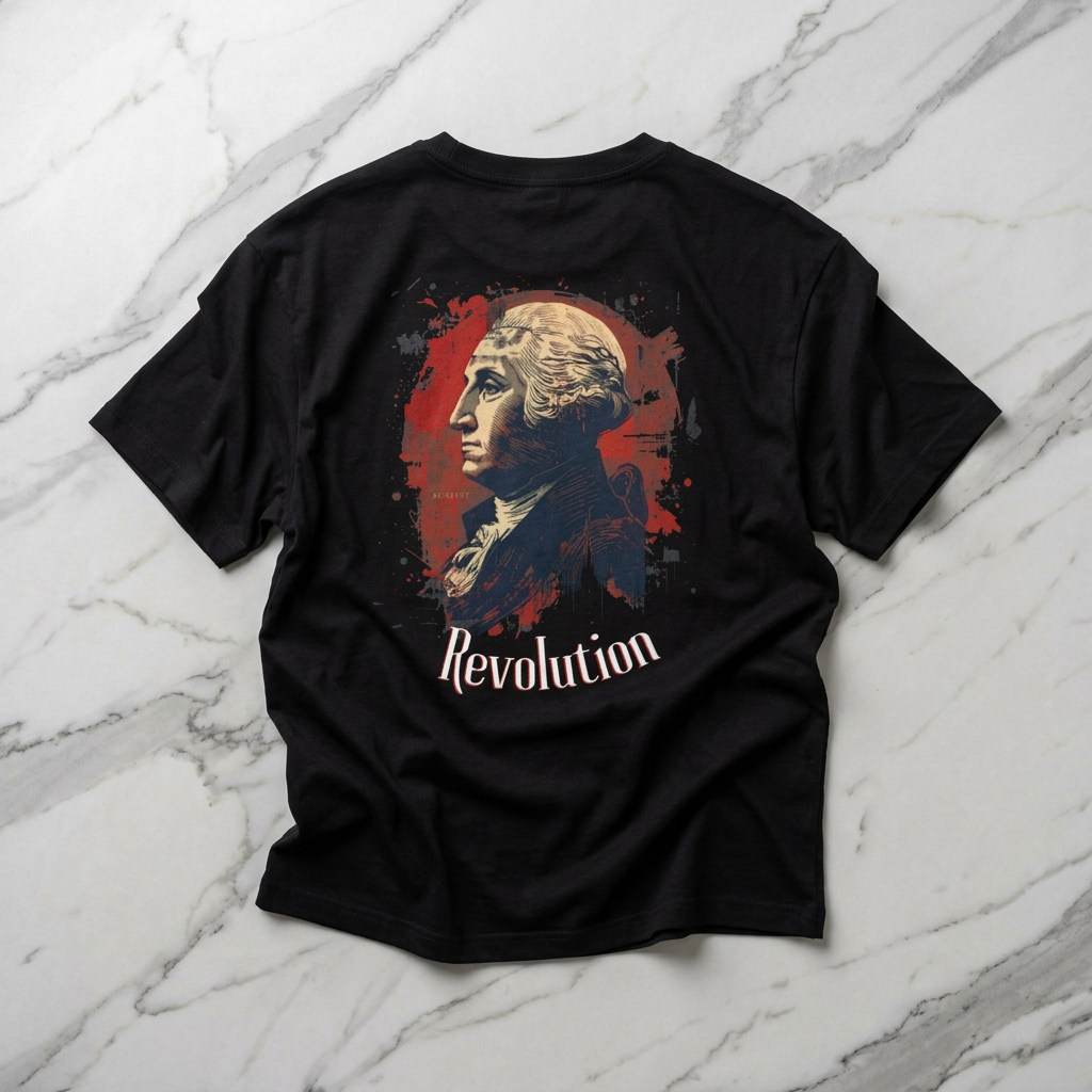 Revolution Graphic Tee — Vintage Washington Portrait Oversized T‑Shirt