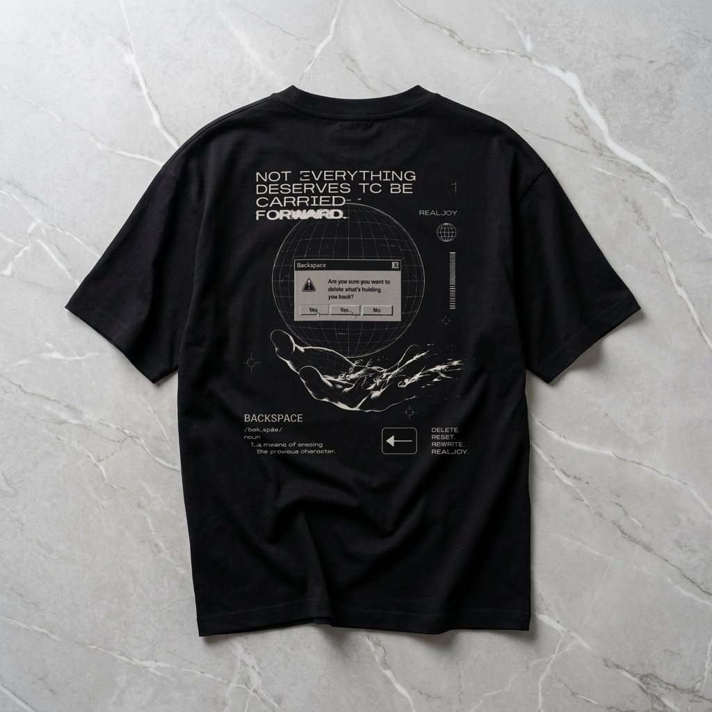Backspace Graphic Tee — "Not Everything Deserves to Be Carried Forward" Boxy Shirt