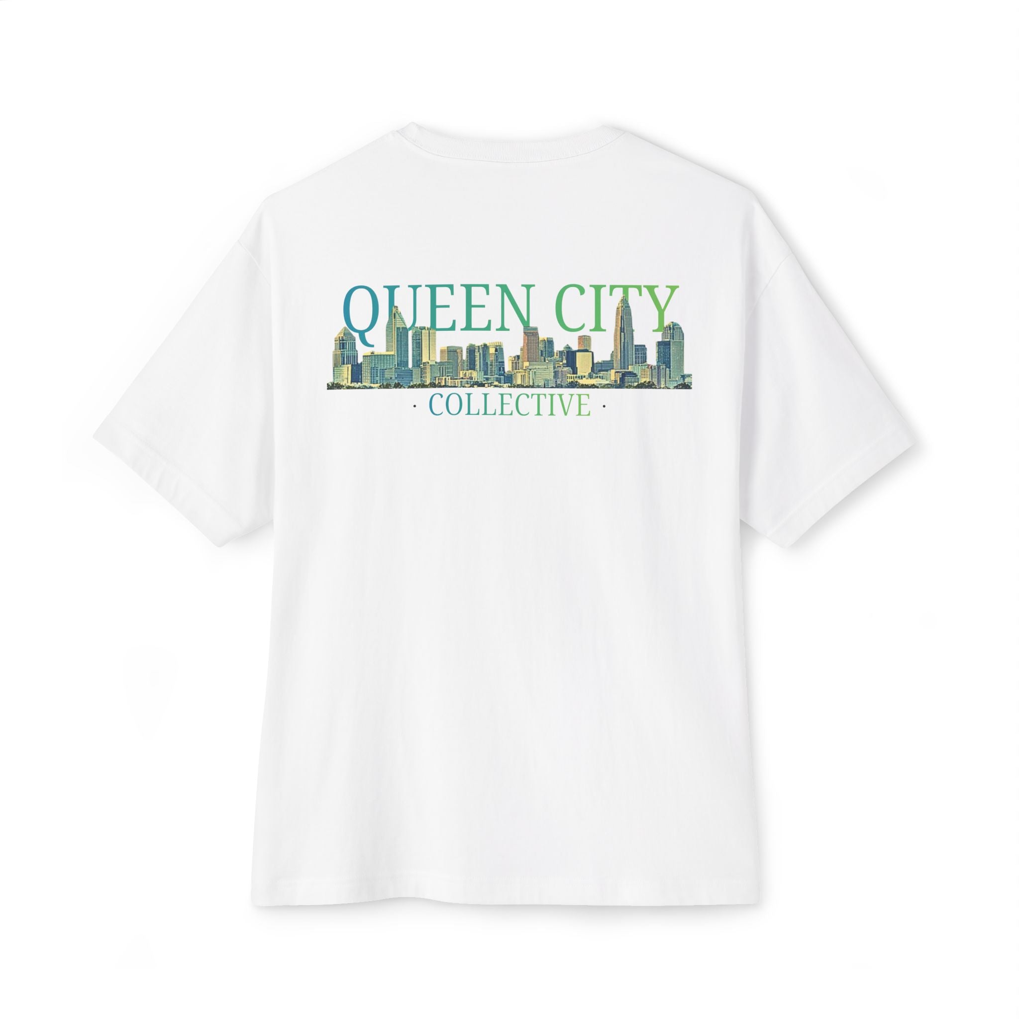 Queen City Collective Skyline Tee — Crown Chest Logo & Back Graphic