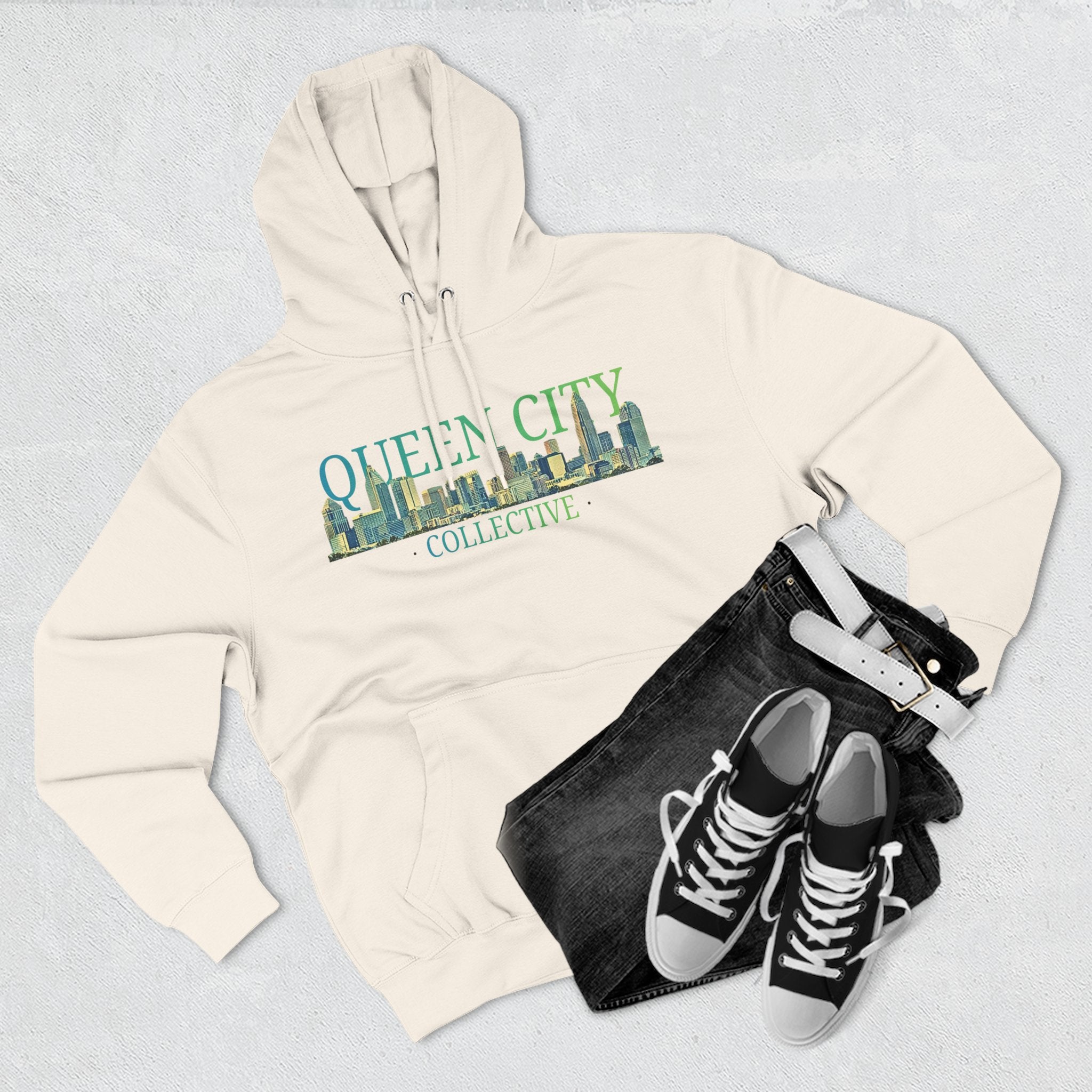 Queen City Collective Hoodie — Skyline Graphic Fleece Pullover