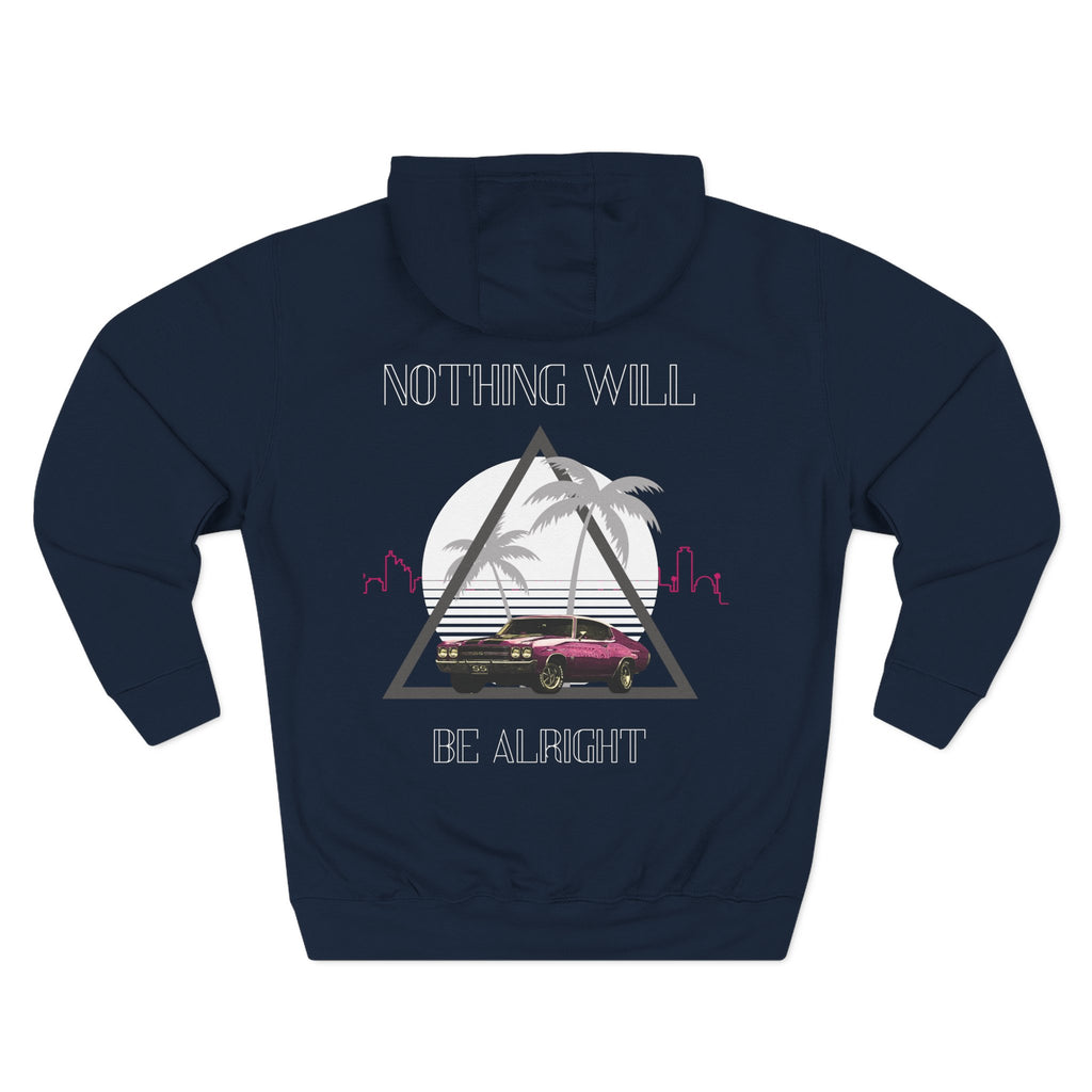 Nothing Will Be Alright Hoodie — Retro Sunset Palm Beach Graphic