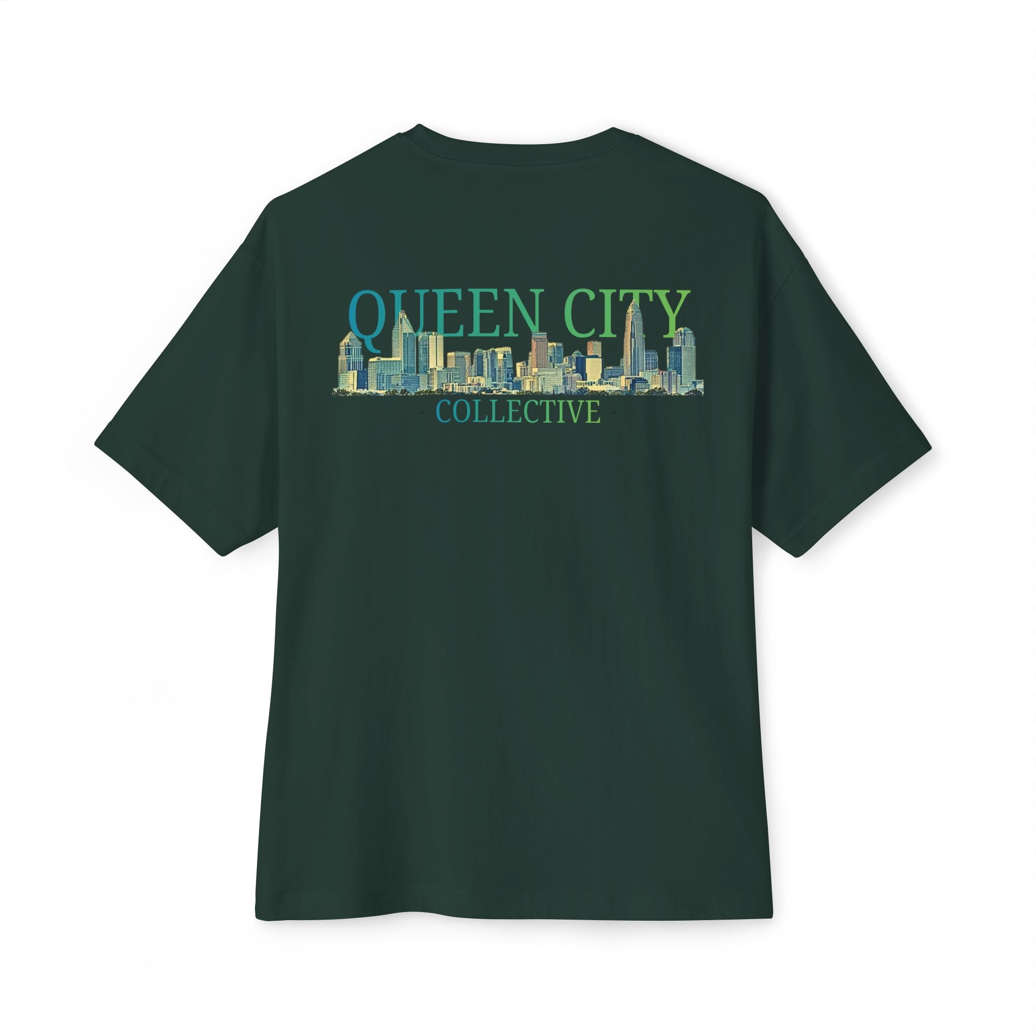 Queen City Collective Skyline Tee — Crown Chest Logo & Back Graphic