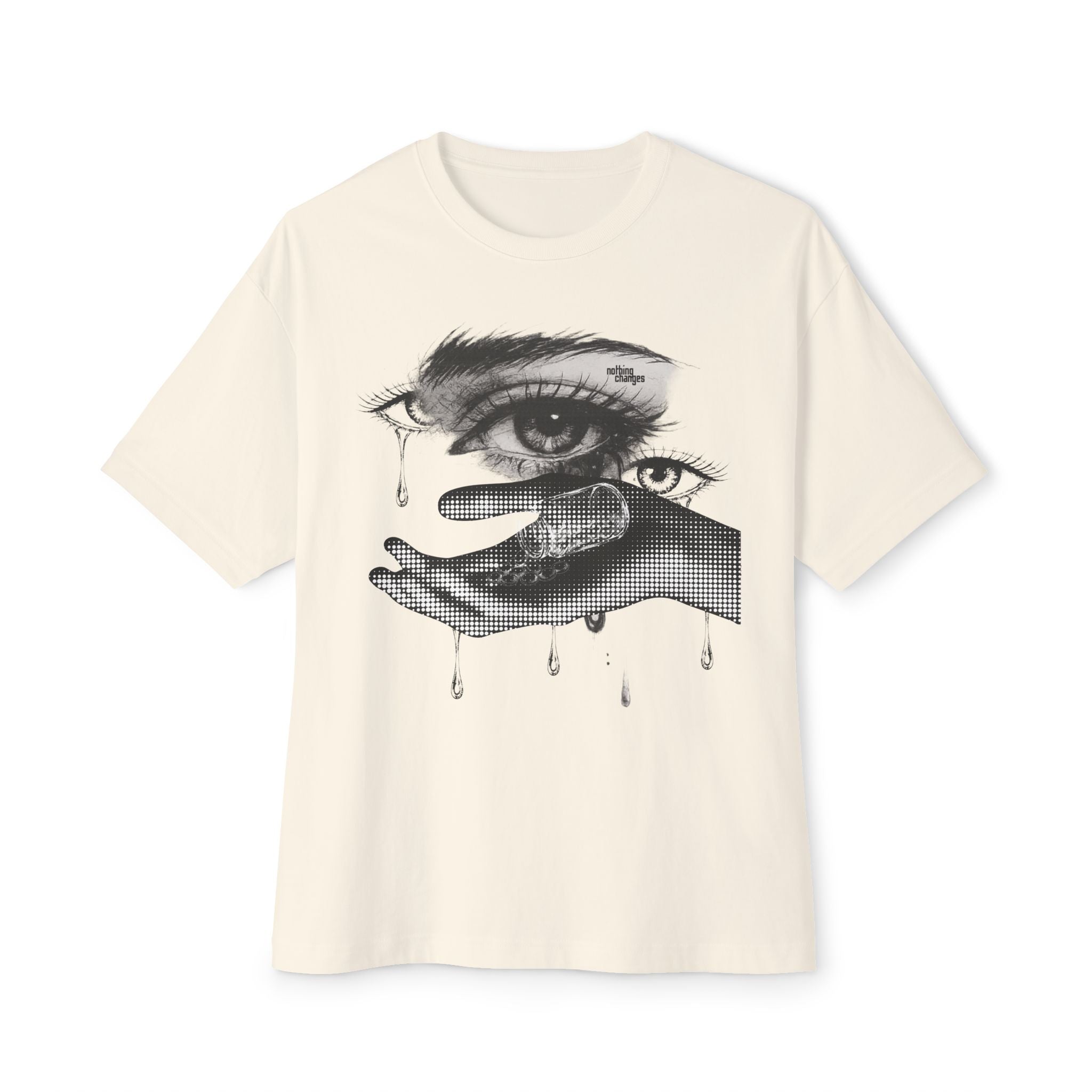 Dripping Eye Graphic Tee — Surreal Tear-Hand Art Unisex T-Shirt
