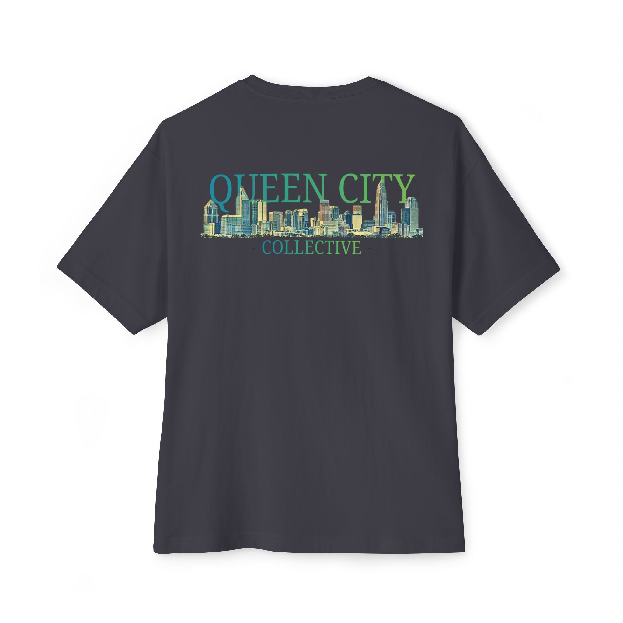 Queen City Collective Skyline Tee — Crown Chest Logo & Back Graphic